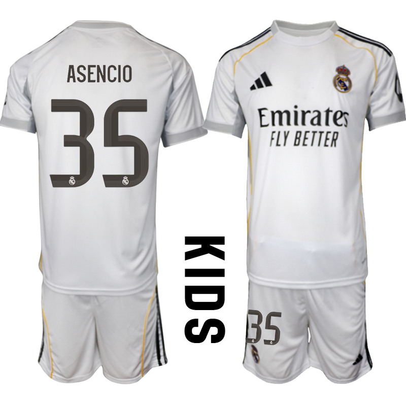 Youth 2025-2026 Club Real Madrid home white #35 Soccer Jersey  01